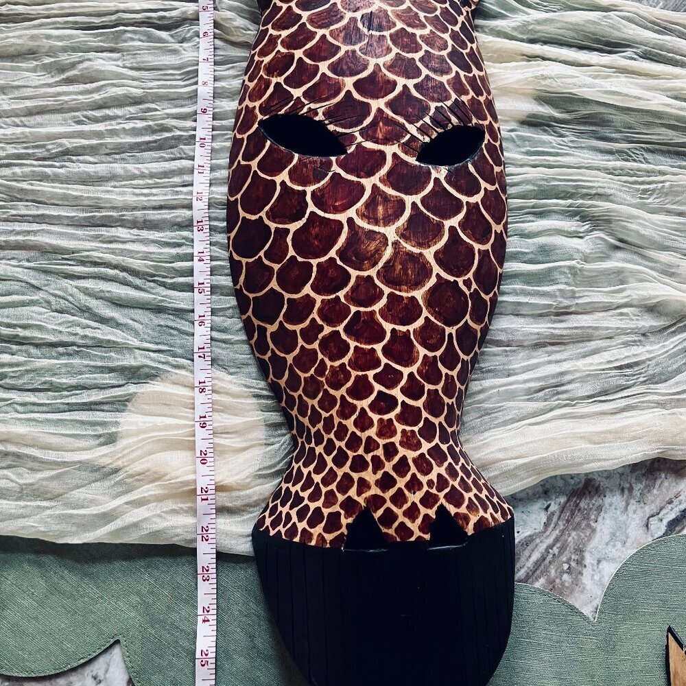 Large 3D Kenyan Hand Carved Wooden Giraffe Mask Wall Decor